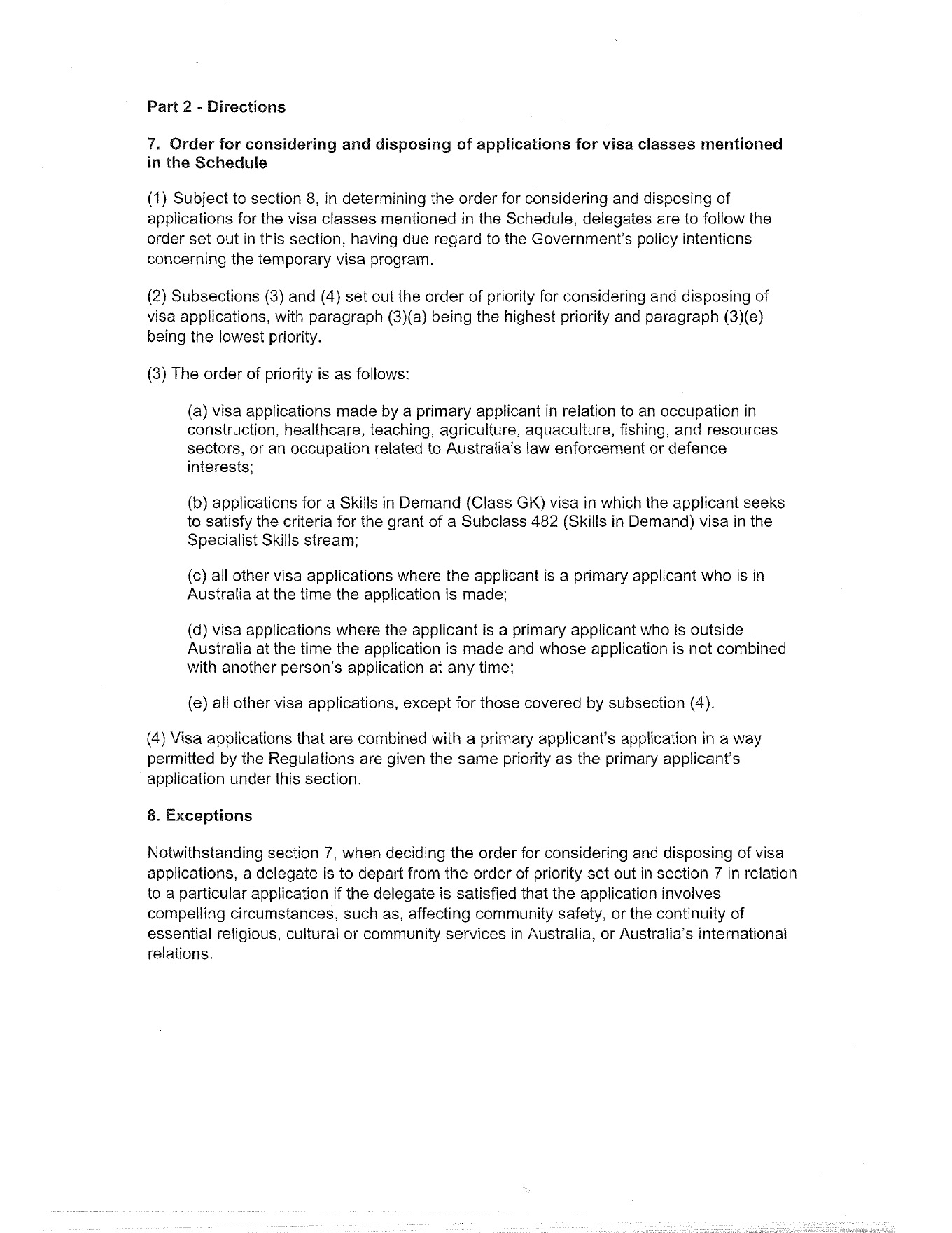 Ministerial Direction 121, official page 6 of 7