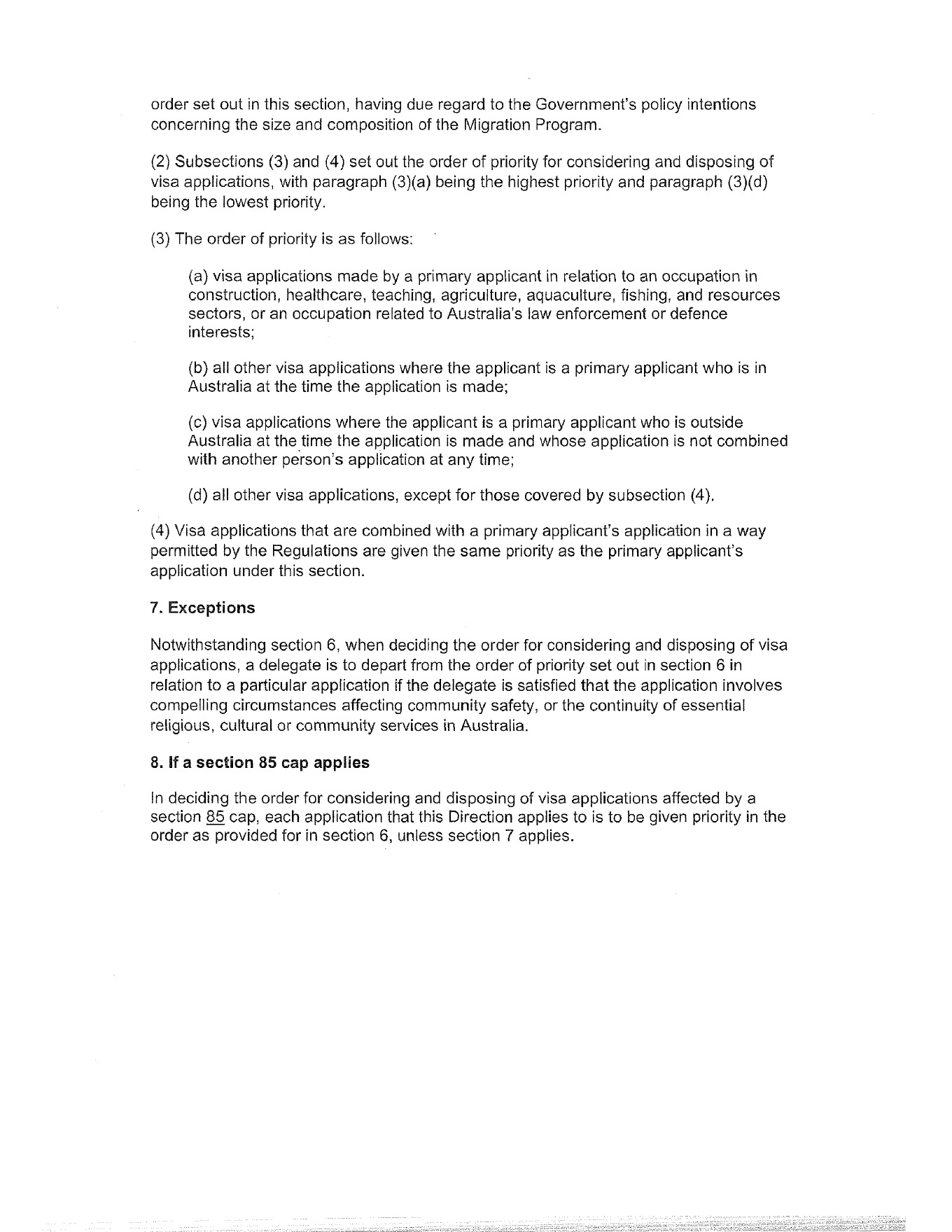 Ministerial Direction 122, official page 6 of 7